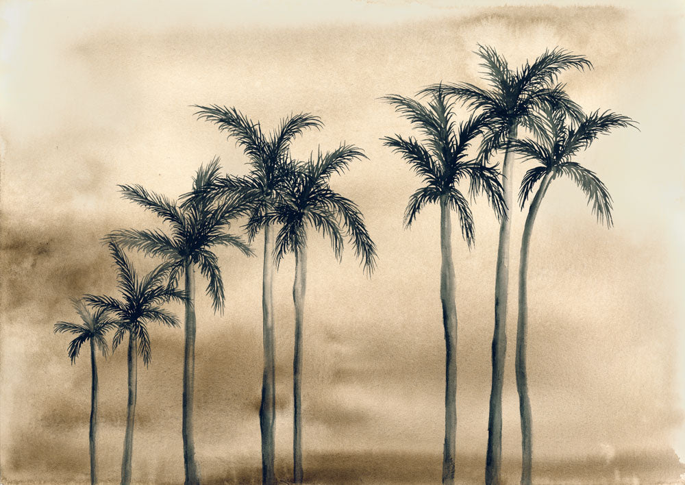  HollyWood Palms, Sepia. Driving down the Boulevard after a long day at the beach x